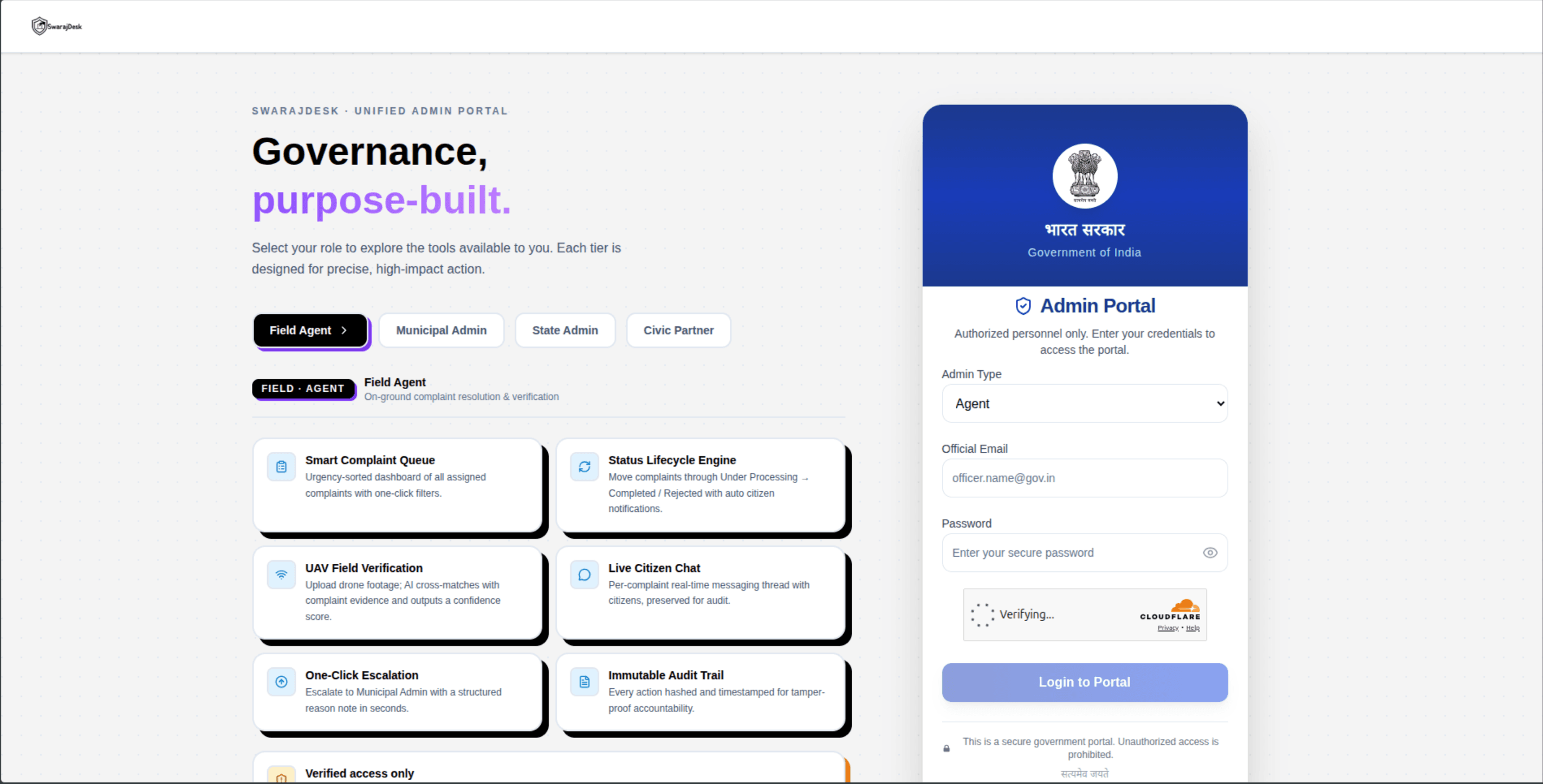 SwarajDesk Admin Portal