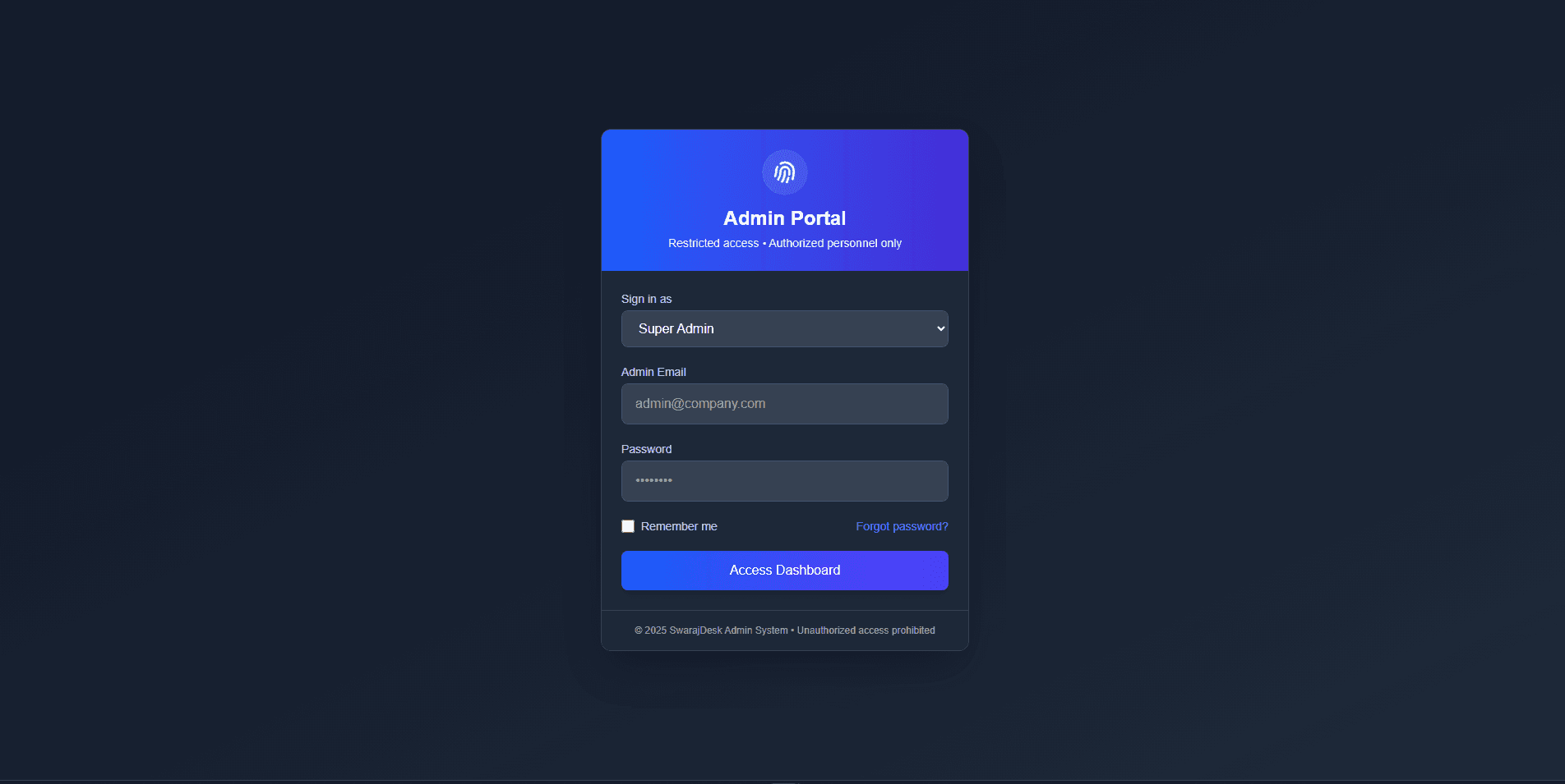 SwarajDesk Admin Portal